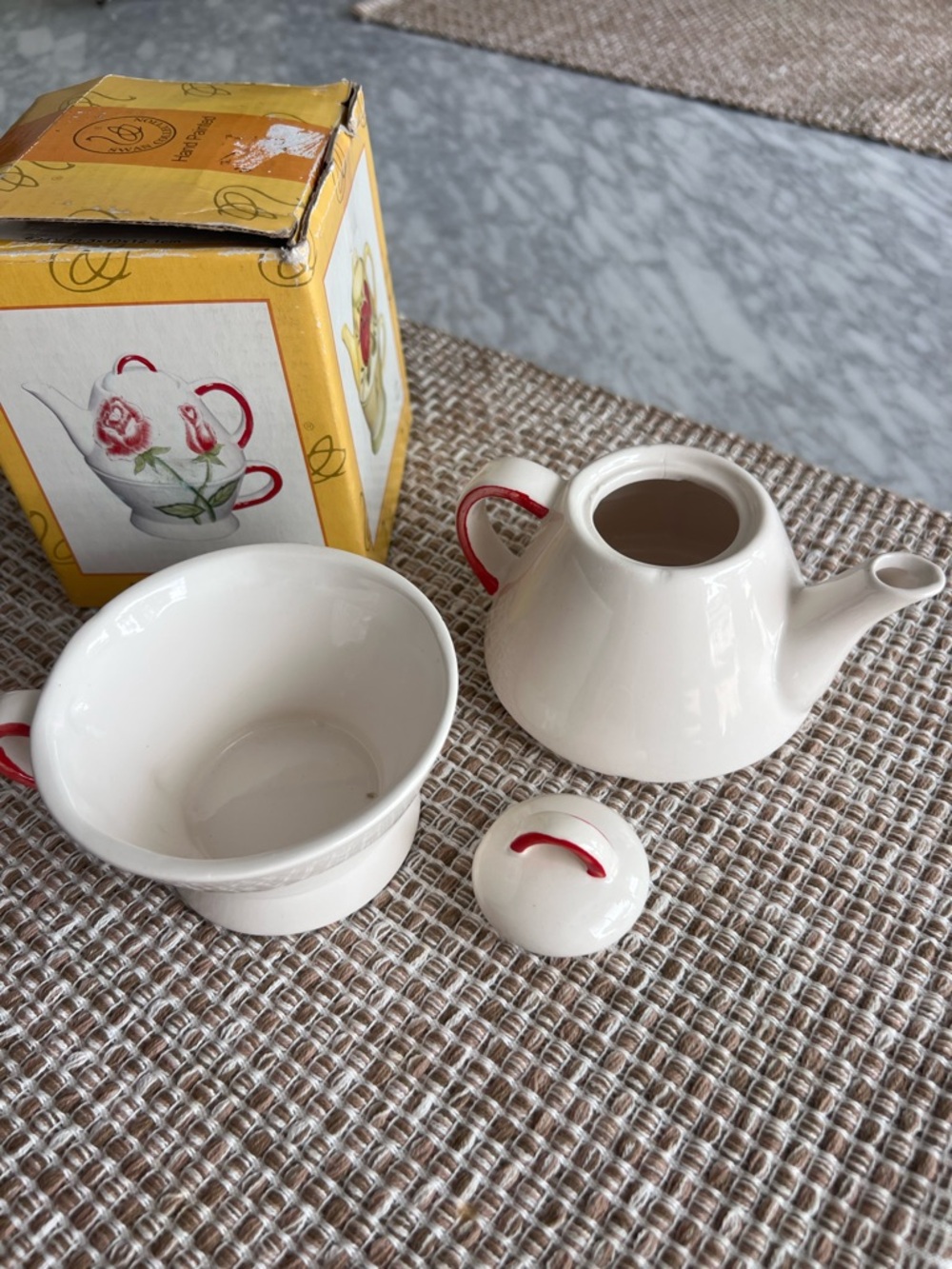 Decorative Floral Tea-for-One Set with Pink Rose Accents - Picture 3 of 5